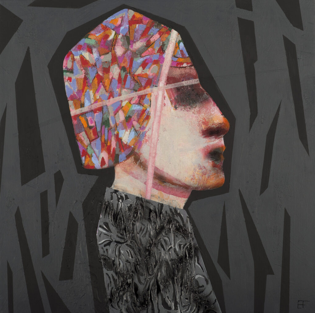 Erik Formoe<br>PINK RIBBON<br>50 x 50 cm<br>akryl på lerret