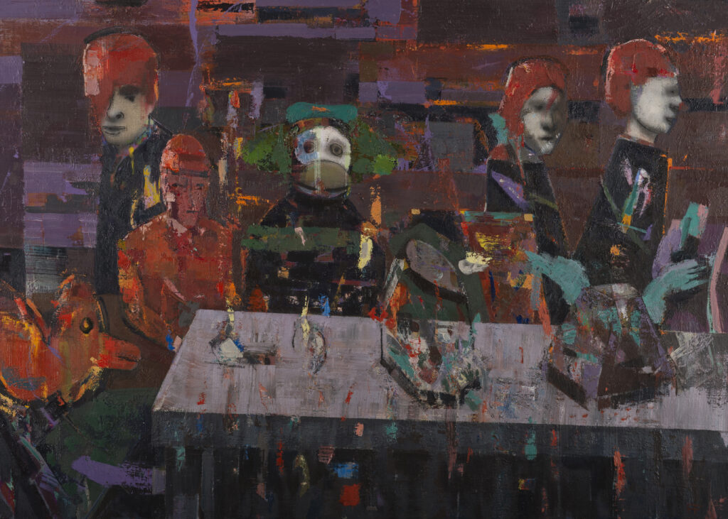 Erik Formoe<br>BORDSCENE<br>75 x 110 cm<br>oje på lerret