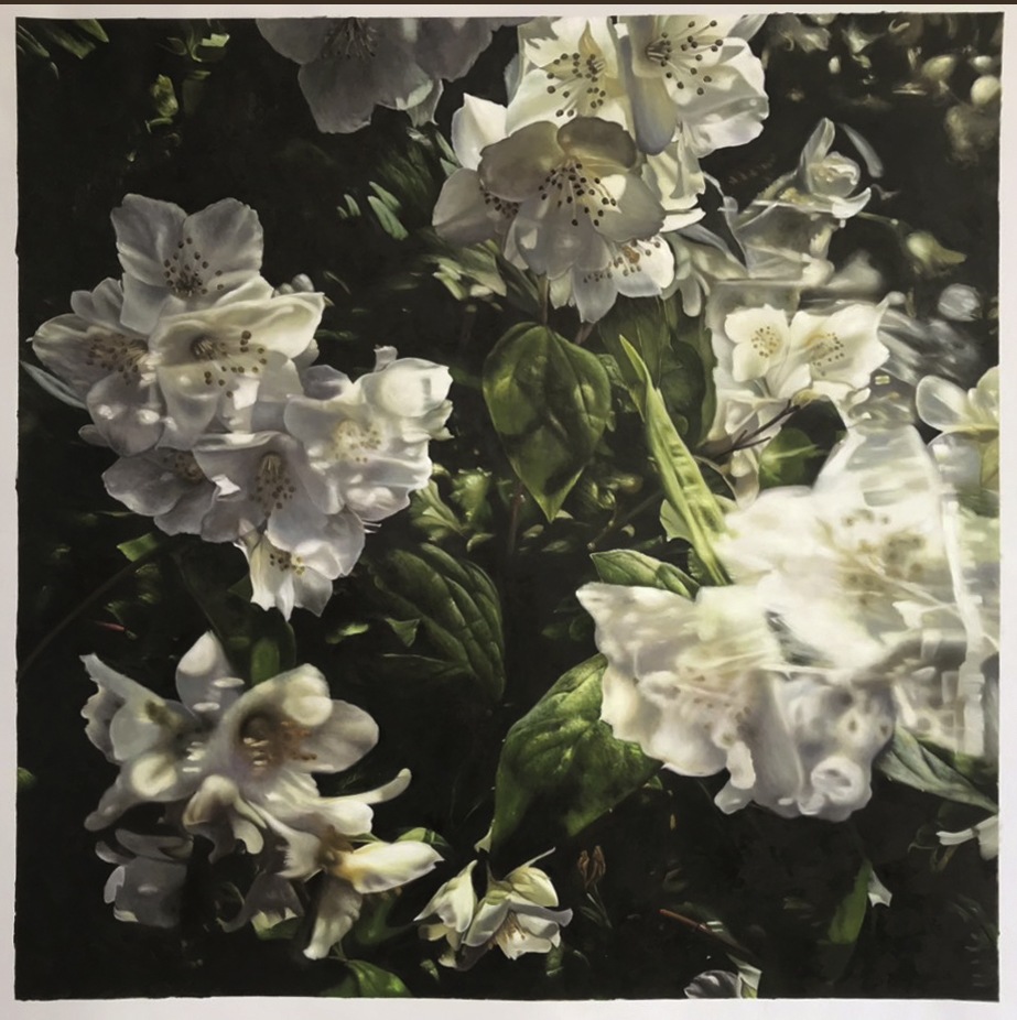 An Doan Nguyen<br>JASMINE FLOWERS 03<br>120 x 120 cm<br>olje på lerret