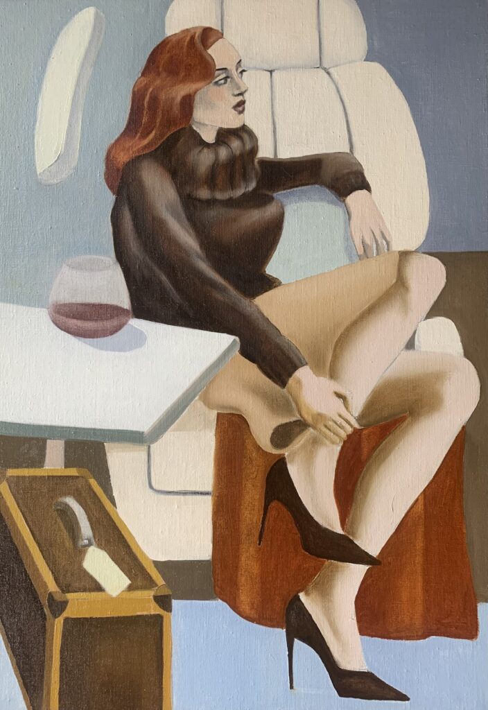 Edvarda A. Braanaas<br>FIRST CLASS<br>50 x 80 cm<br>olje på lerret