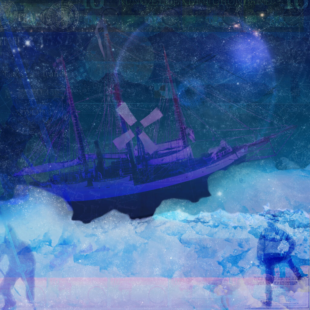 Benedicte Aubert Ringnes<br>NANSEN<br>100 x 100 cm<br>mixed media