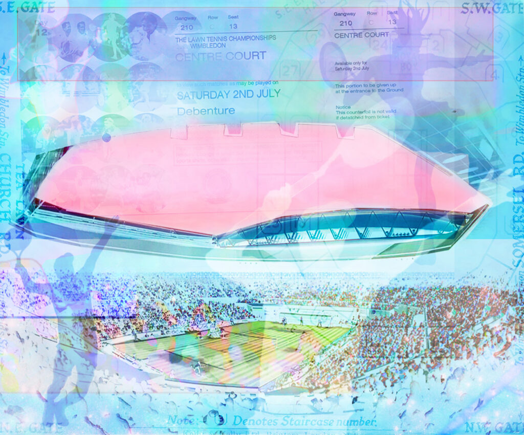 Benedicte Aubert Ringnes<br>WIMBLEDON<br>100 x 120 cm<br>mixed media