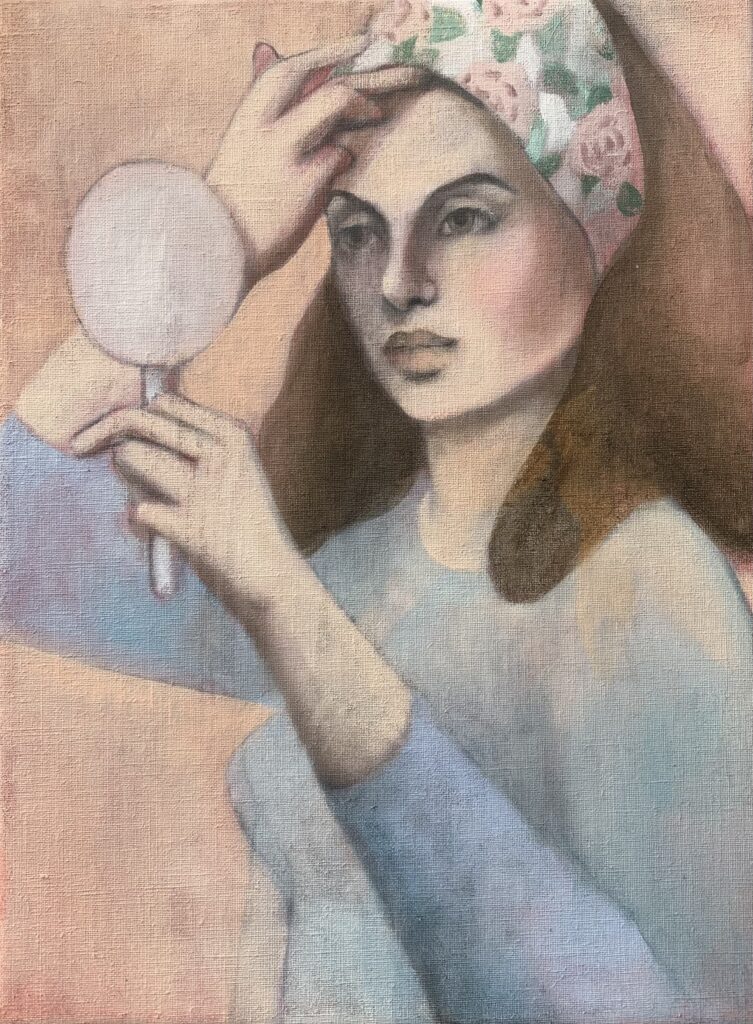 Edvarda A. Braanaas<br>BALTHUS BABE<br>40 x 30 cm<br>olje på lerret
