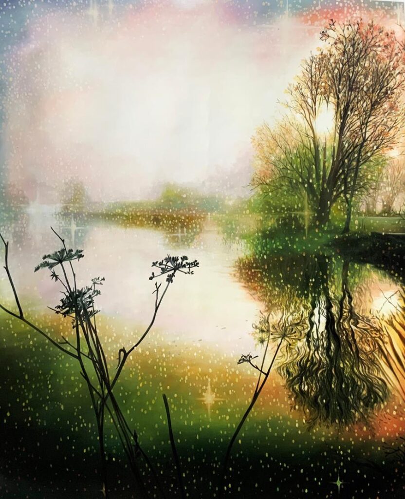 TREES MIST STARS 06 <br>150 x 120 cm<br>olje på lerret