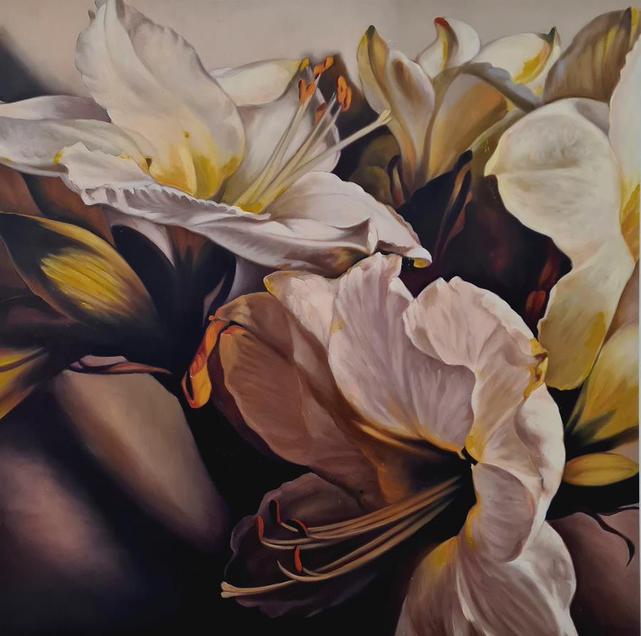AMARYLLIS 01 <br>100 x 100 cm<br>olje på lerret