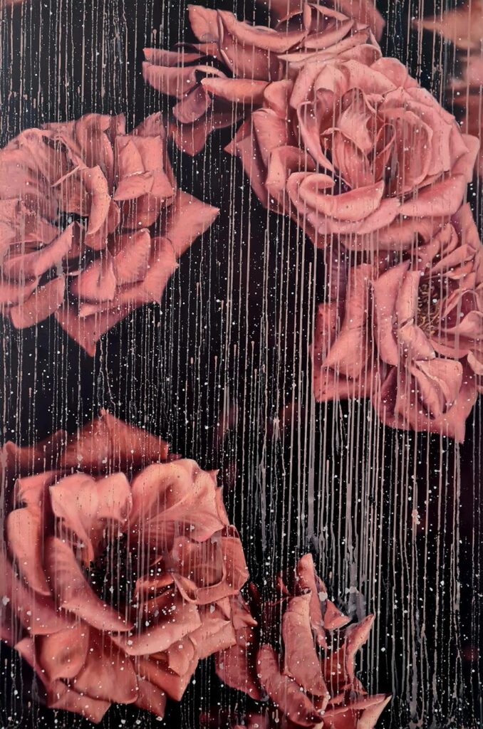 ANTIKK ROSER 02 <br>150 x 100 cm<br>olje på lerret