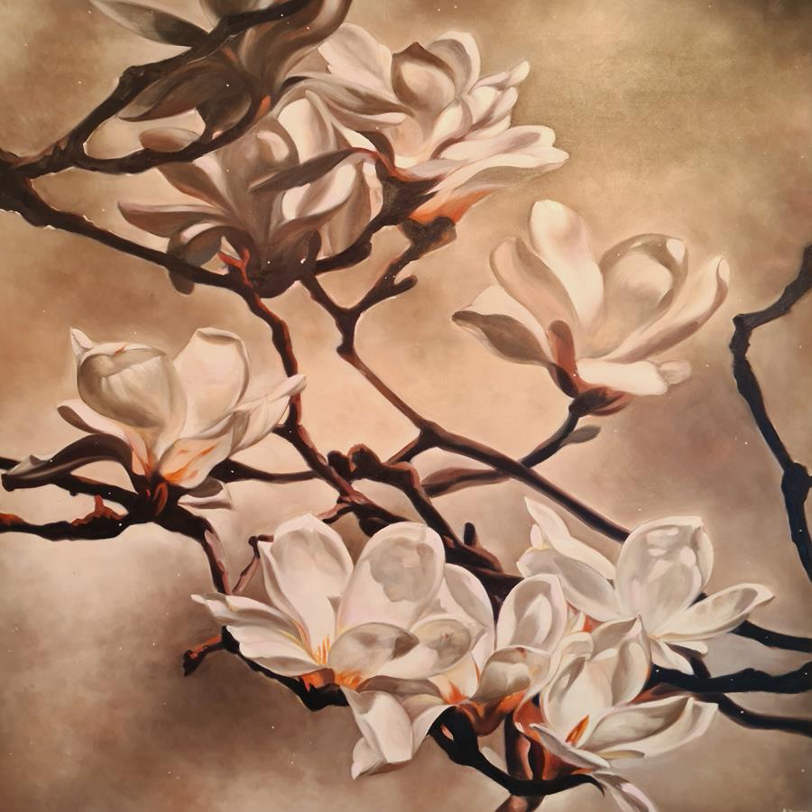 MAGNOLIA <br>120 x 120 cm<br>olje på lerret