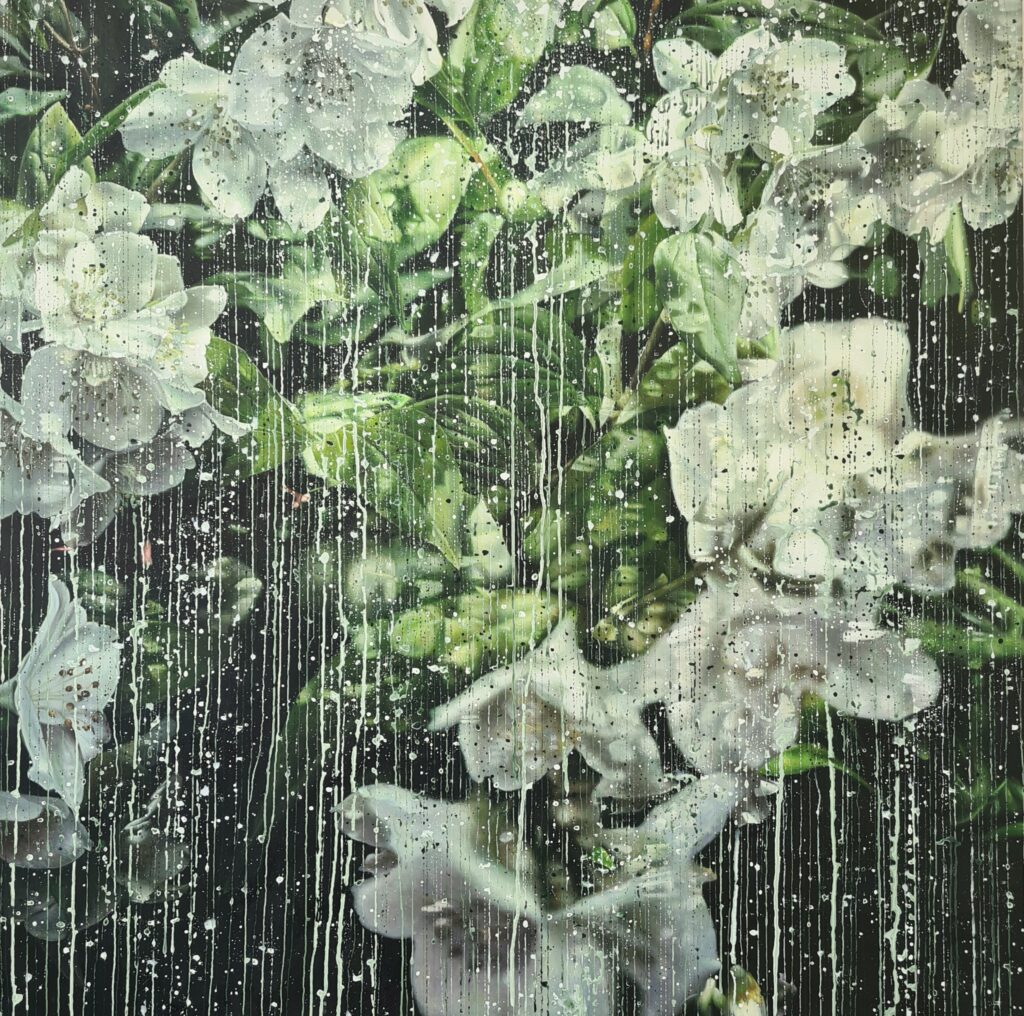 An Doan Nguyen<br>JASMINE FLOWERS 02<br>150 x 150 cm<br>olje på lerret