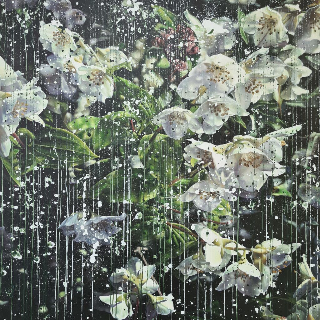An Doan Nguyen<br>JASMINE FLOWERS 04<br>120 x 120 cm<br>olje på lerret